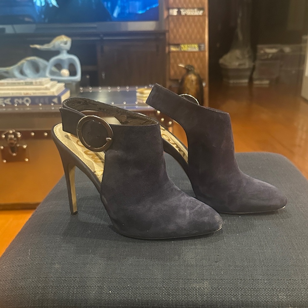 Sam Edelman Navy Suede Heeled Mules